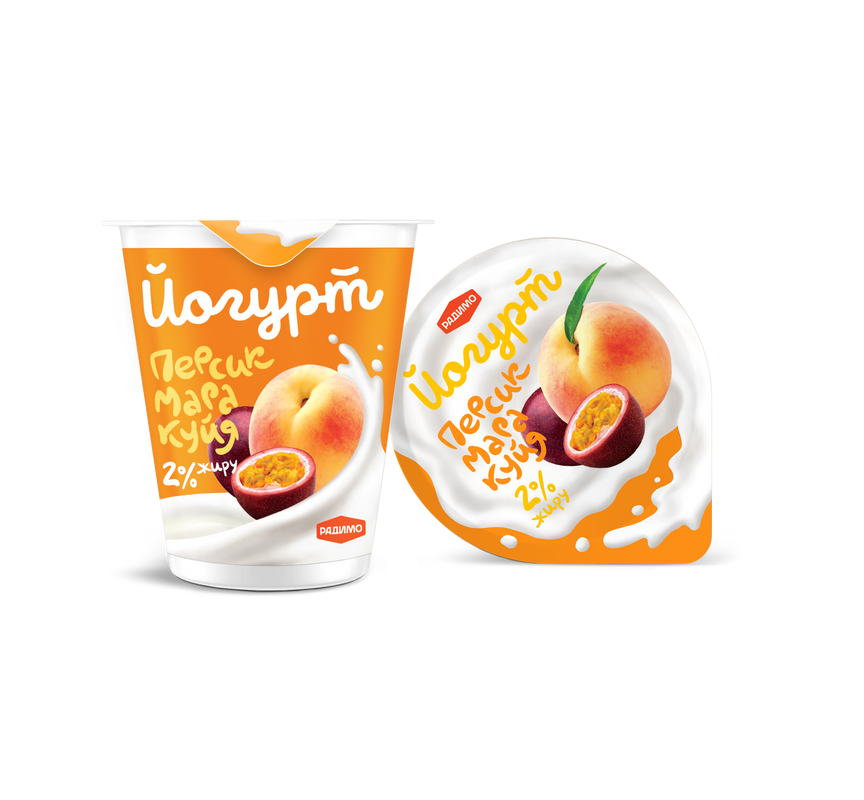 Йогурт РАДИМО "Персик-Маракуйя" стакан, 2,0% жиру, 125г